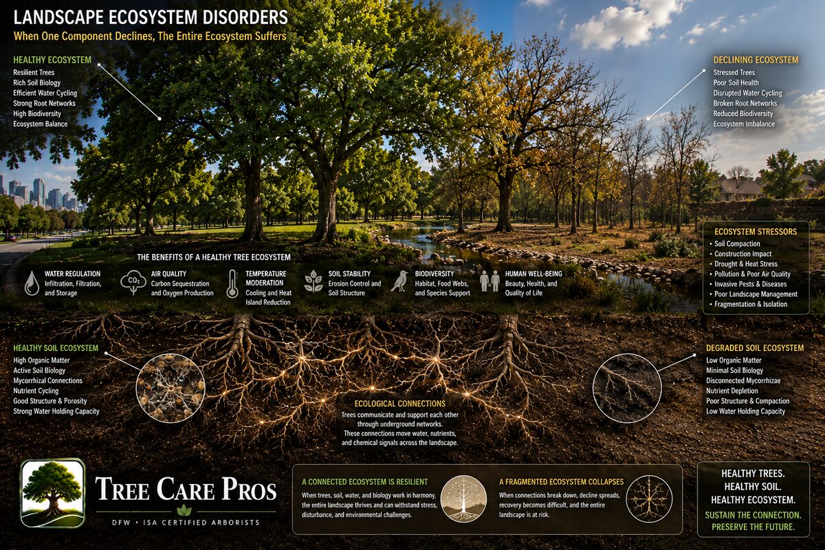 Landscape & Ecosystem Disorders — Dallas–Fort Worth, Texas Landscape and ecosystem disorders affecting trees in Dallas–Fort Worth, Texas